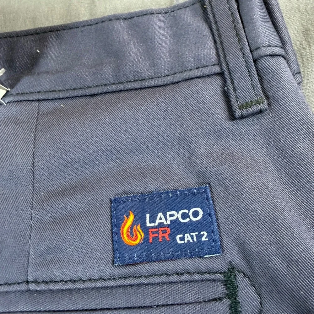 Lapco FR Navy Blue Flame Resistant Work Pants 34x32 Reflective Stripe CAT 2 NEW